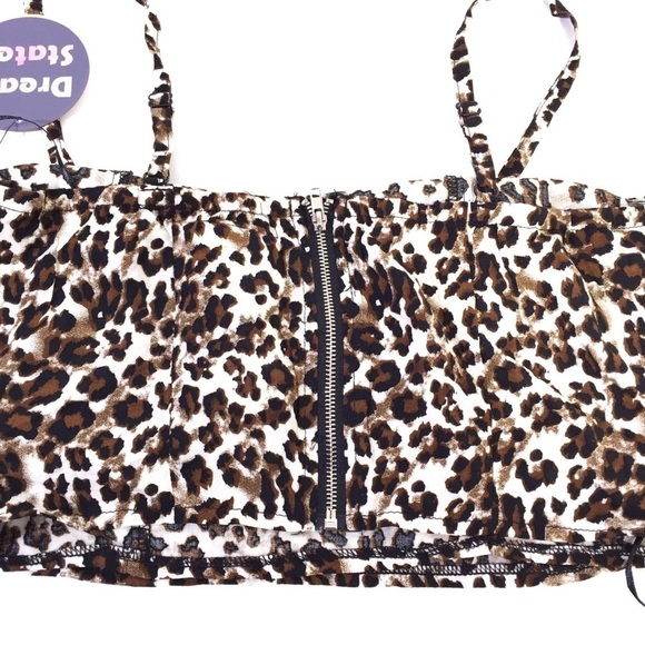 LF x Dream State Leopard Animal Woven Cropped Top - Picture 5 of 9